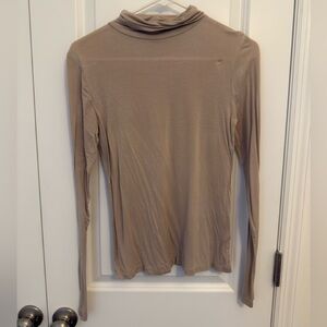 Fashion Nova Long Sleeve Mock Neck Top - Taupe Beige